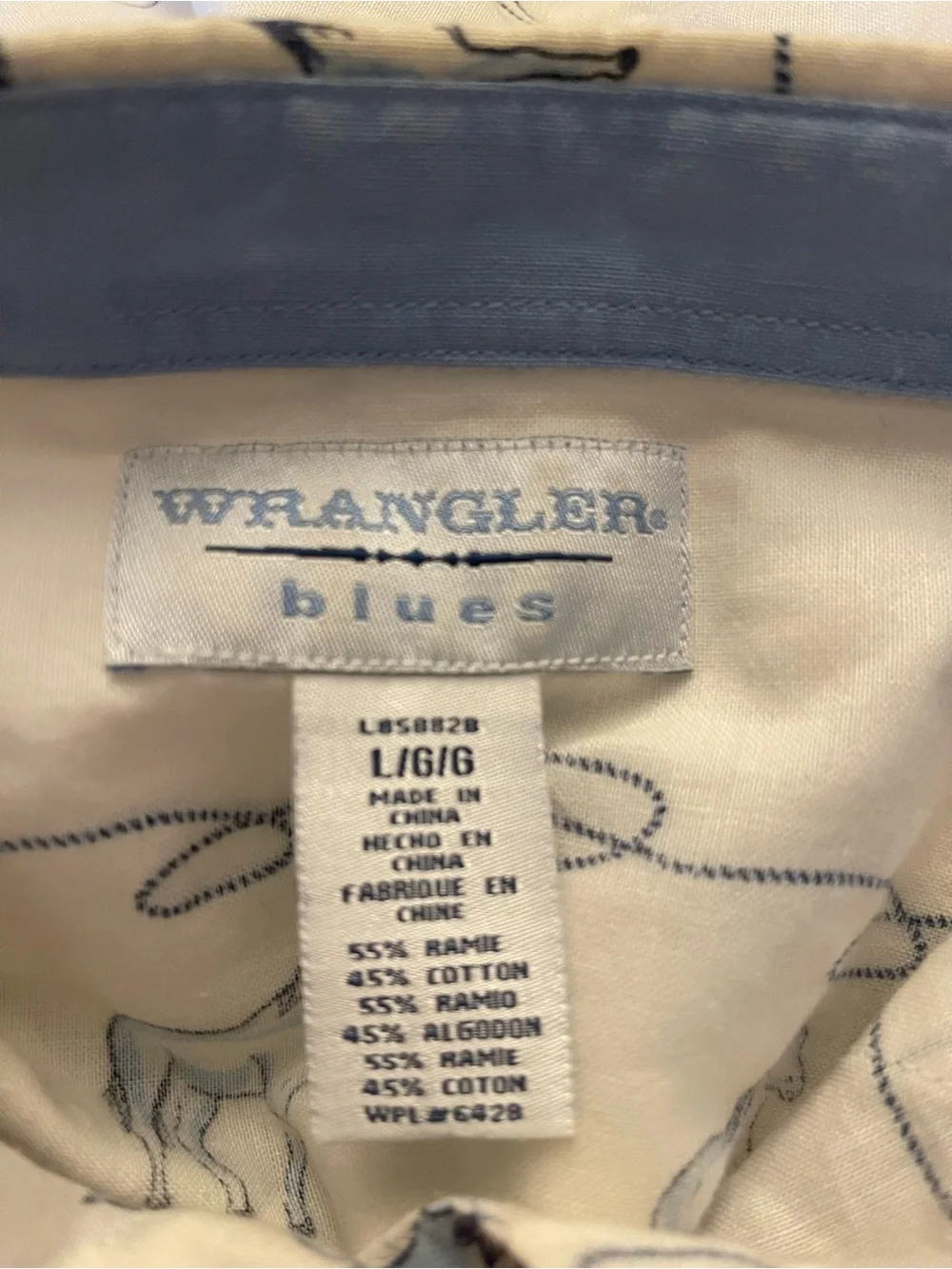 Wrangler Blues Retro Womens Ivory Horse Western Shirt L Cotton Equestrian Rodeo - Picture 5 of 8